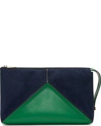 Темно-сине-зеленый кожаный клатч от Stella McCartney