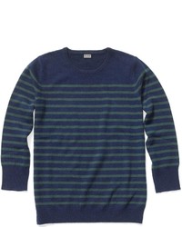 Темно-сине-зеленый свитер с круглым вырезом