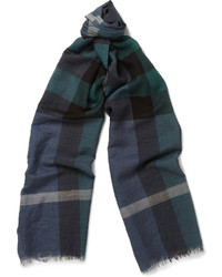 Мужской темно-сине-зеленый шарф в шотландскую клетку от Burberry