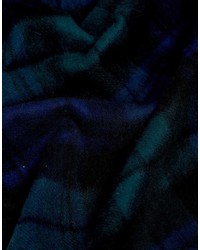 Мужской темно-сине-зеленый шарф в шотландскую клетку от BOSS