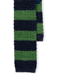 Темно-сине-зеленый шерстяной галстук в горизонтальную полоску
