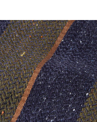 Мужской темно-сине-зеленый шерстяной галстук в горизонтальную полоску от Canali