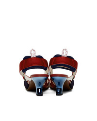 Темно-сине-красные кожаные туфли от Fendi