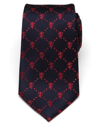 Темно-сине-красный галстук с принтом