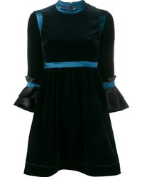 Темно-синее бархатное коктейльное платье от Roksanda