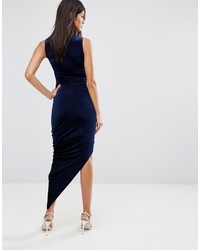 Темно-синее бархатное коктейльное платье от Club L