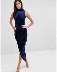 Темно-синее бархатное коктейльное платье от Club L