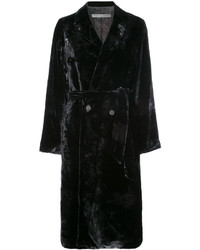 Женское темно-синее бархатное пальто от Raquel Allegra