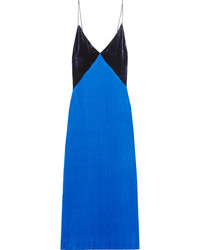 Темно-синее бархатное платье-комбинация