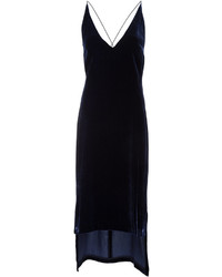 Темно-синее бархатное платье-комбинация от Dion Lee