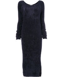 Темно-синее бархатное платье от Helmut Lang