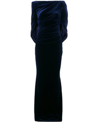 Темно-синее бархатное платье от Talbot Runhof
