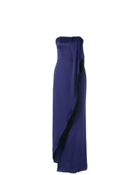 Темно-синее вечернее платье c бахромой от Tufi Duek