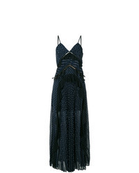 Темно-синее вечернее платье в горошек