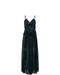 Темно-синее вечернее платье в горошек от Self-Portrait