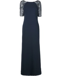 Темно-синее вечернее платье из бисера от Badgley Mischka