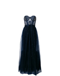Темно-синее вечернее платье из фатина с украшением от Temperley London