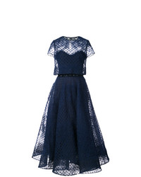 Темно-синее вечернее платье из фатина от Marchesa Notte