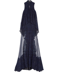 Темно-синее вечернее платье с вышивкой от JONATHAN SIMKHAI