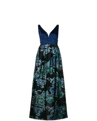 Темно-синее вечернее платье с принтом от Christian Pellizzari
