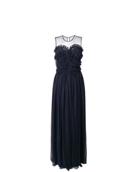 Темно-синее вечернее платье с украшением от P.A.R.O.S.H.