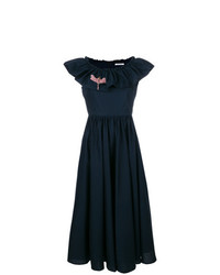 Темно-синее вечернее платье с украшением от Vivetta
