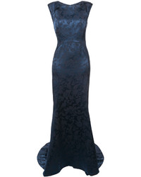 Темно-синее вечернее платье с цветочным принтом от Zac Posen