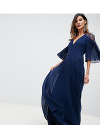 Темно-синее вечернее платье со складками от ASOS DESIGN