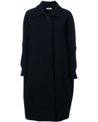 Женское темно-синее вязаное пальто от Jil Sander