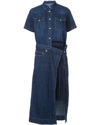 Темно-синее джинсовое платье-рубашка от Sacai