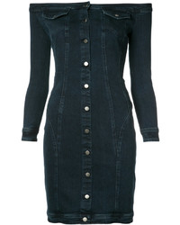 Темно-синее джинсовое платье с открытыми плечами от A.L.C.