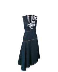 Темно-синее джинсовое платье с пышной юбкой с цветочным принтом от Antonio Marras