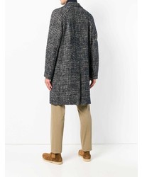 Темно-синее длинное пальто в клетку от Etro