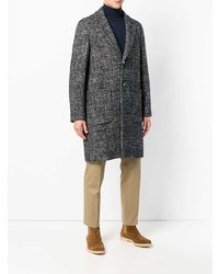 Темно-синее длинное пальто в клетку от Etro