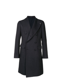 Темно-синее длинное пальто с узором зигзаг от Tagliatore