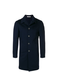 Темно-синее длинное пальто от 0909
