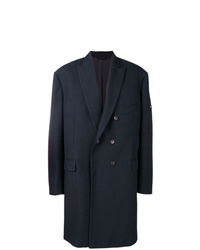 Темно-синее длинное пальто от Balenciaga