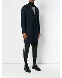 Темно-синее длинное пальто от Neil Barrett