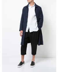 Темно-синее длинное пальто от Casey Casey