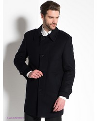 Темно-синее длинное пальто от Donatto