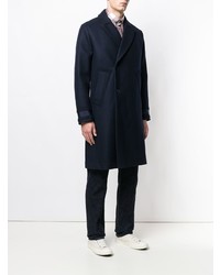 Темно-синее длинное пальто от Natural Selection