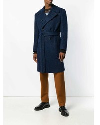 Темно-синее длинное пальто от Mp Massimo Piombo