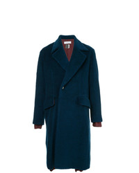 Темно-синее длинное пальто от Facetasm