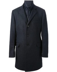 Темно-синее длинное пальто от Fay