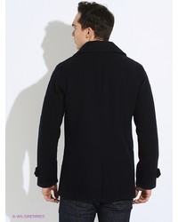 Темно-синее длинное пальто от Fred Perry