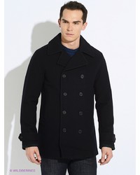 Темно-синее длинное пальто от Fred Perry