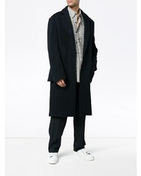 Темно-синее длинное пальто от Curieux