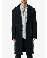 Темно-синее длинное пальто от Curieux