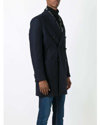 Темно-синее длинное пальто от Hevo