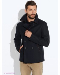 Темно-синее длинное пальто от Geox